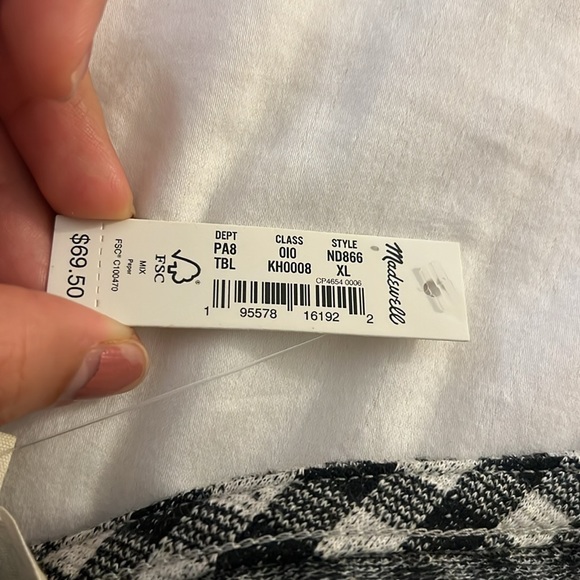 NWT Madewell Gingham Puff-Sleeve Button-Front Crop Top - Picture 10 of 11